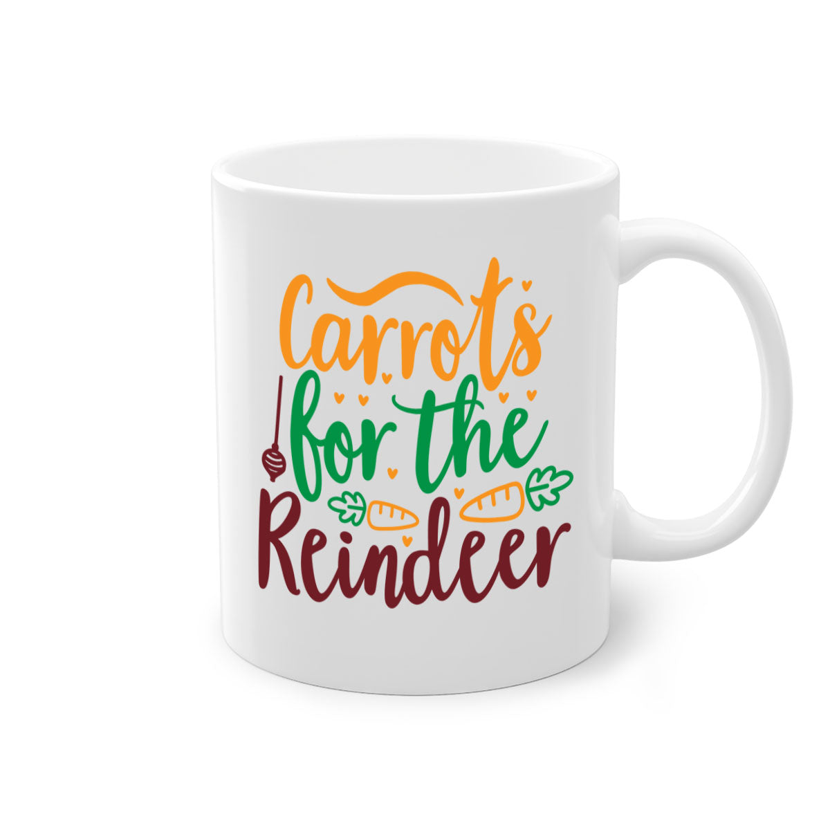 Carrots for the Reindeer Christmas Mug with a glossy finish, featuring a colored handle and interior, available in multiple colors.