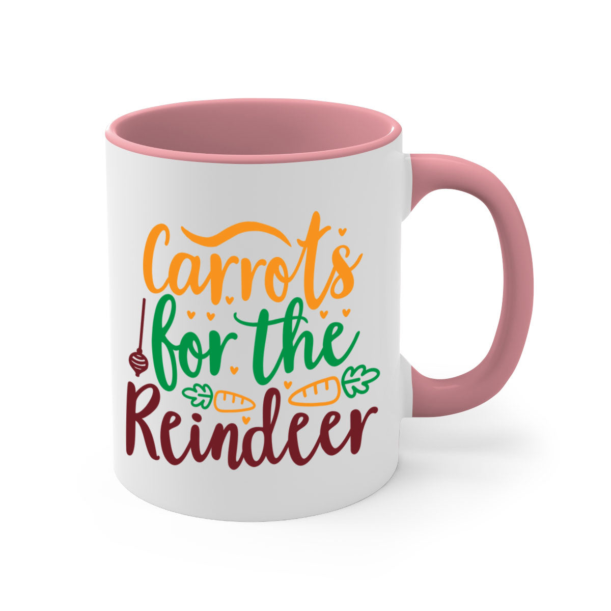 Carrots for the Reindeer Christmas Mug with a glossy finish, featuring a colored handle and interior, available in multiple colors.