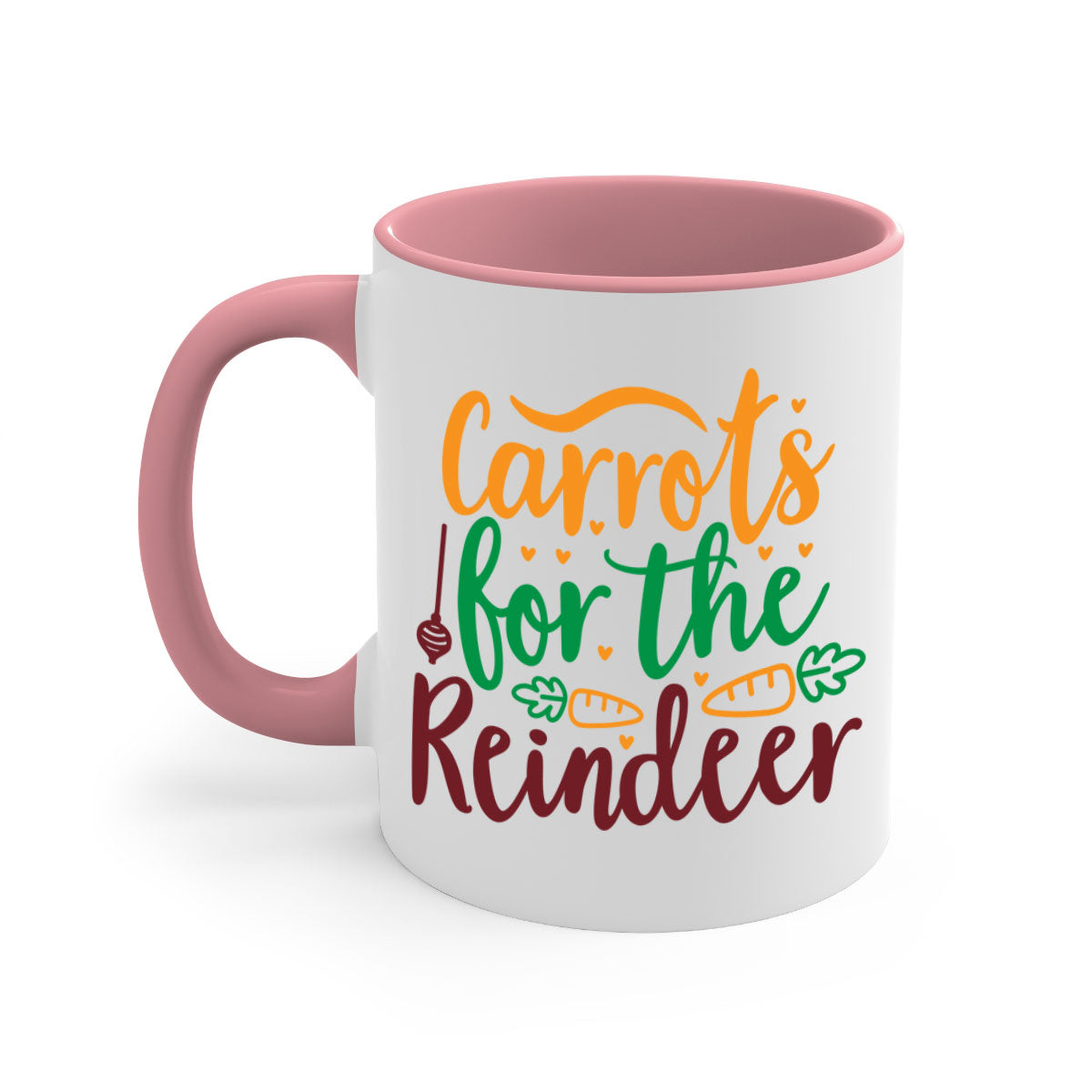 Carrots for the Reindeer Christmas Mug with a glossy finish, featuring a colored handle and interior, available in multiple colors.