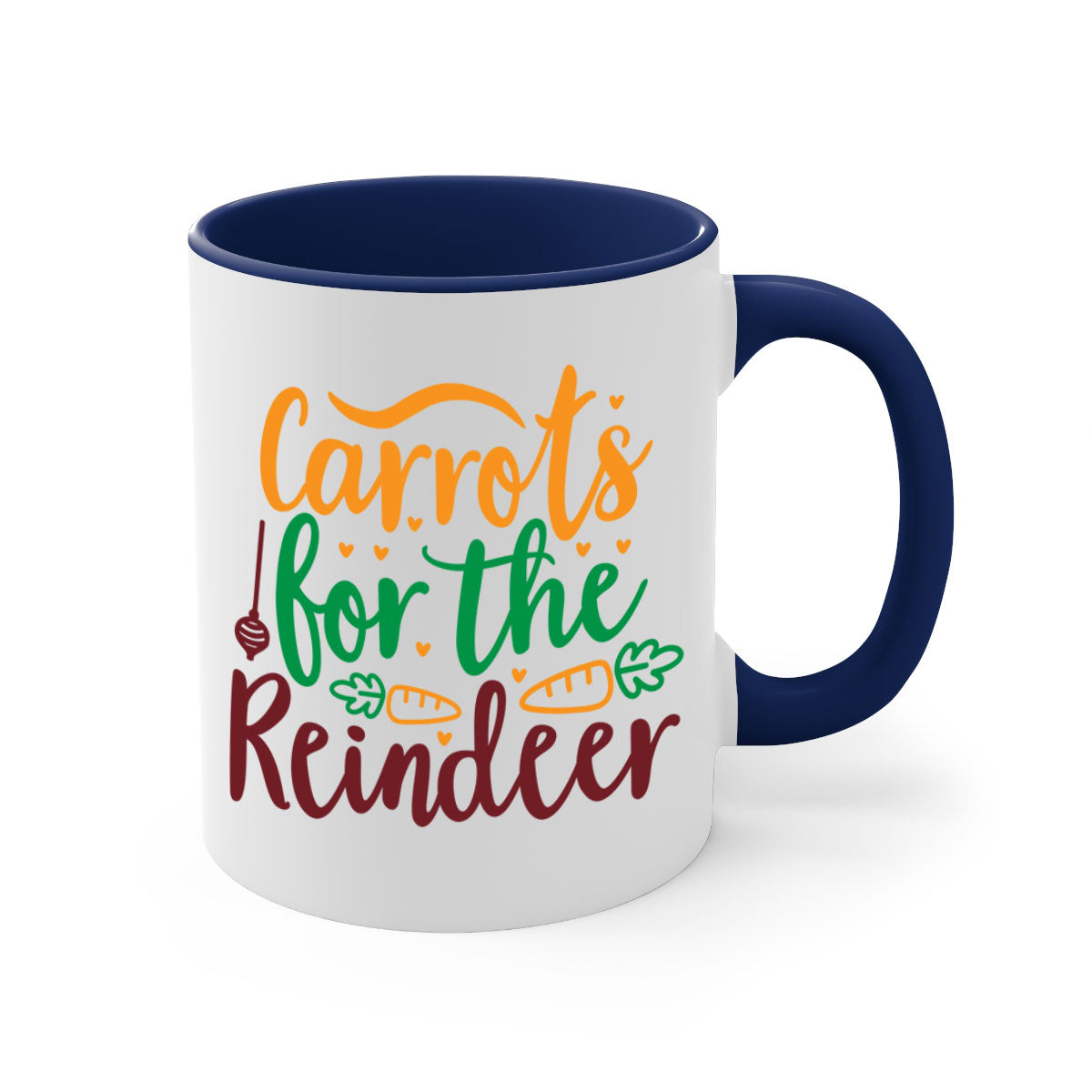 Carrots for the Reindeer Christmas Mug with a glossy finish, featuring a colored handle and interior, available in multiple colors.