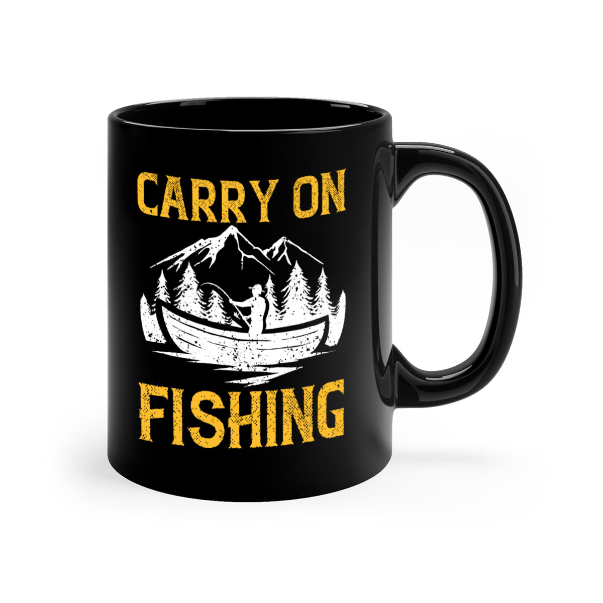 Carry On Fishing 245# Mug with colorful handle and glossy finish, perfect for coffee and tea lovers.