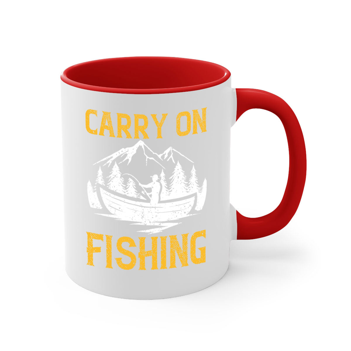 Carry On Fishing 245# Mug with colorful handle and glossy finish, perfect for coffee and tea lovers.