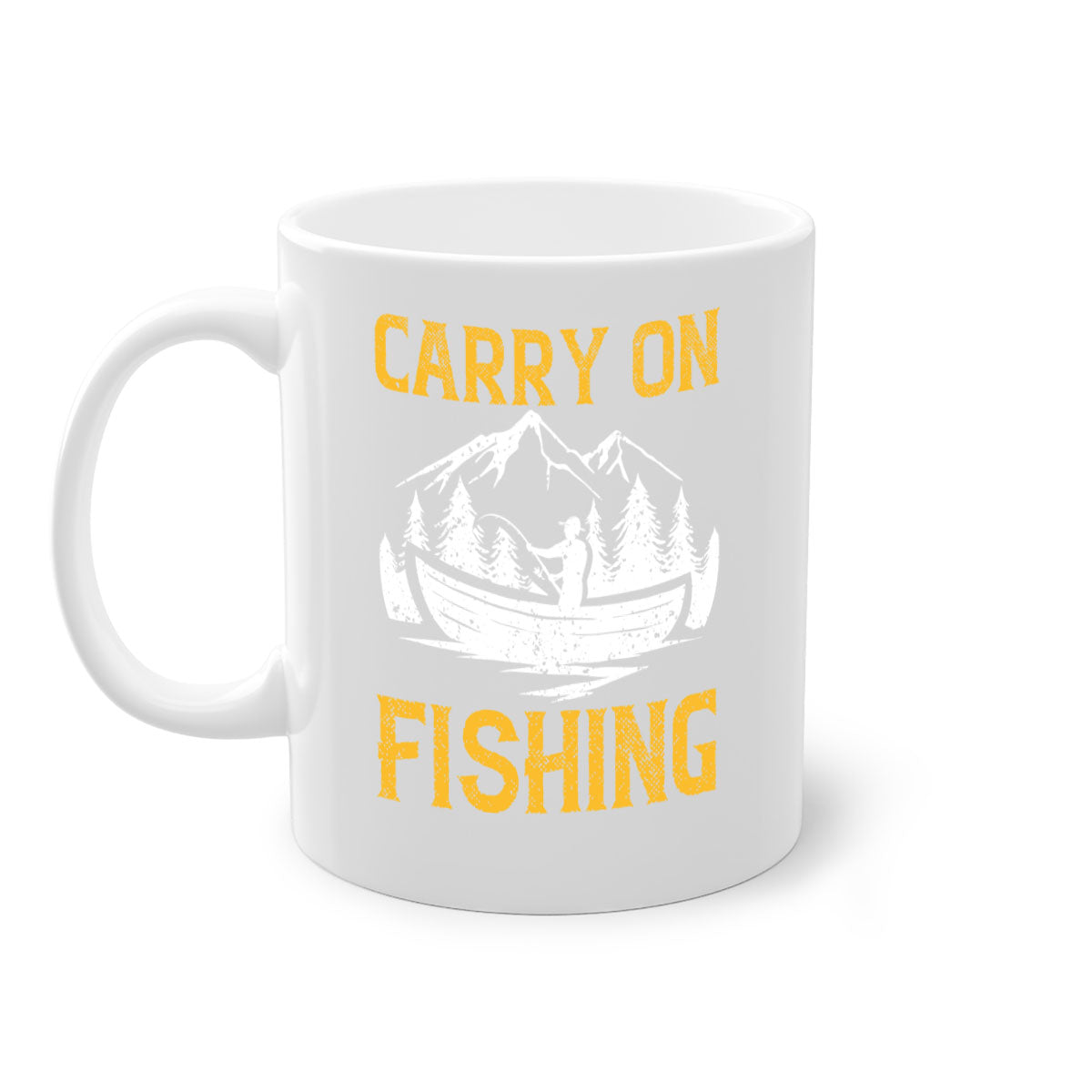 Carry On Fishing 245# Mug with colorful handle and glossy finish, perfect for coffee and tea lovers.