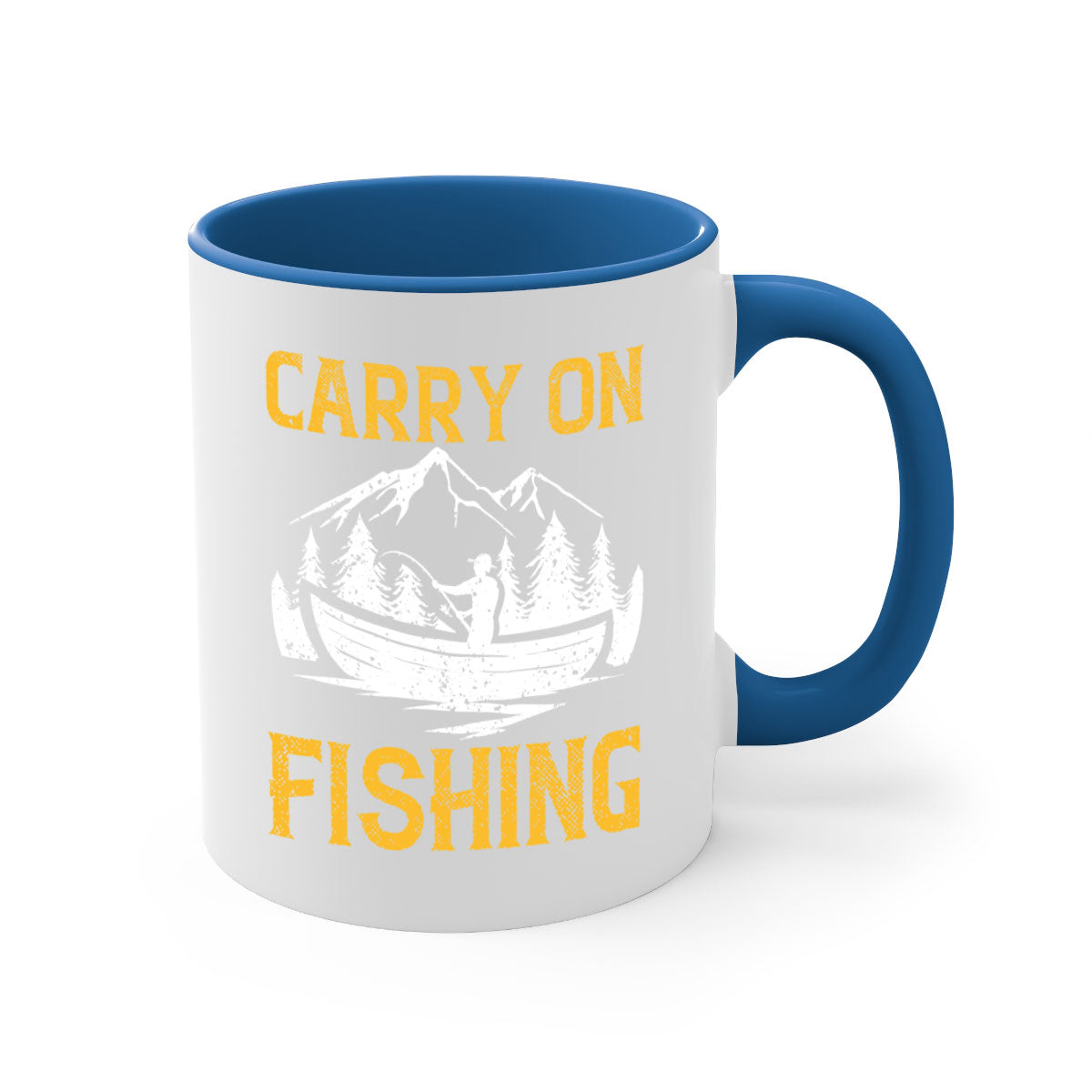 Carry On Fishing 245# Mug with colorful handle and glossy finish, perfect for coffee and tea lovers.