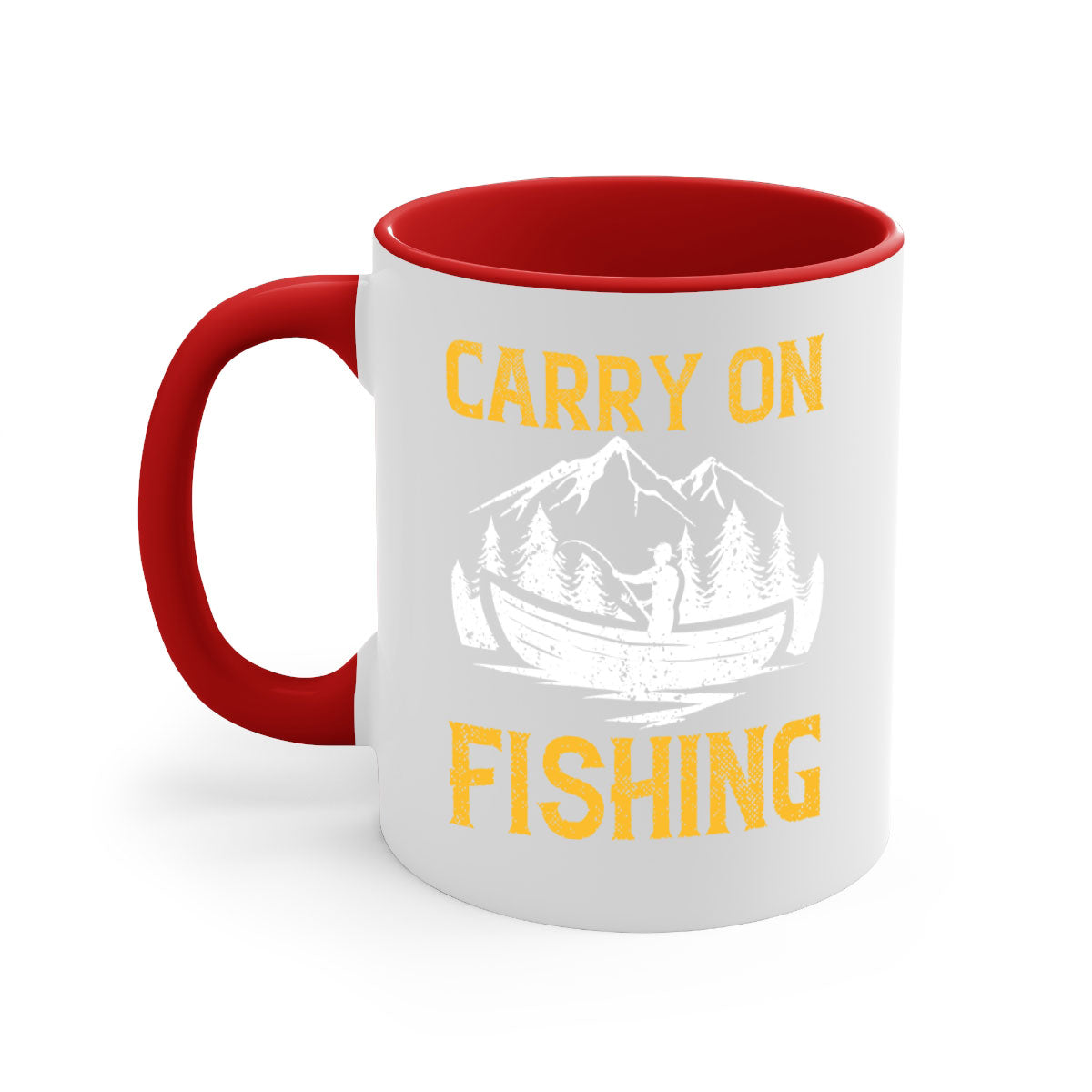 Carry On Fishing 245# Mug with colorful handle and glossy finish, perfect for coffee and tea lovers.
