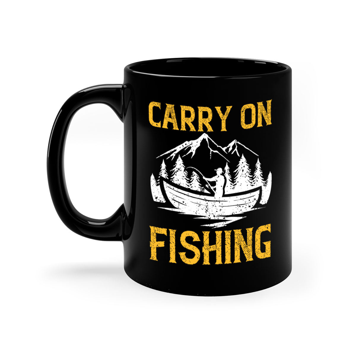 Carry On Fishing 245# Mug with colorful handle and glossy finish, perfect for coffee and tea lovers.