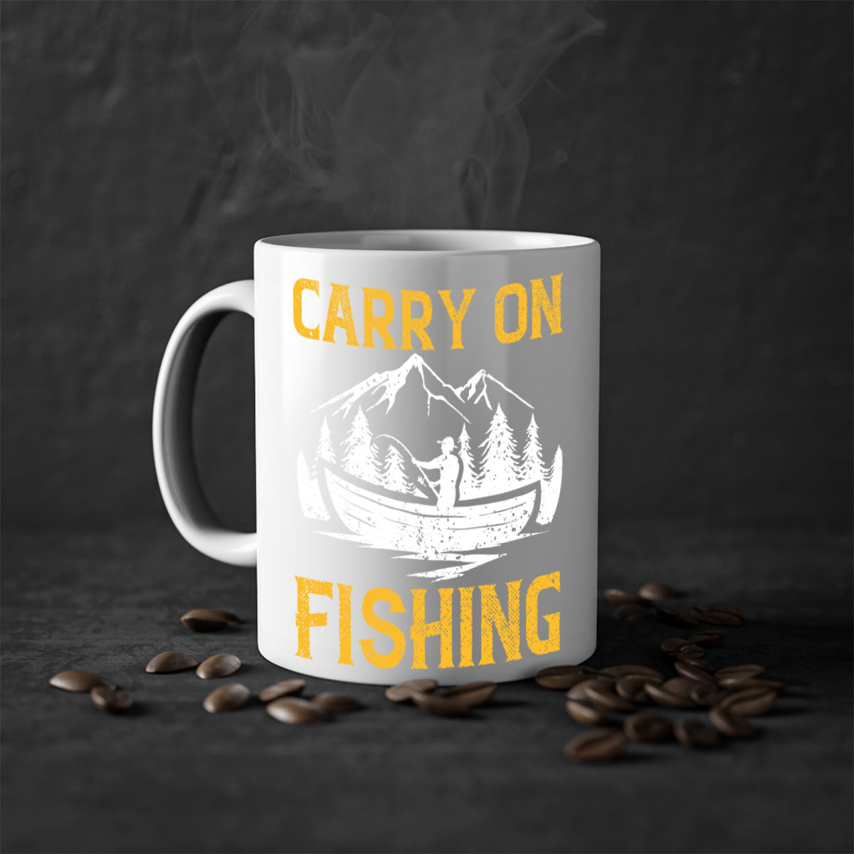 Carry On Fishing 245# Mug with colorful handle and glossy finish, perfect for coffee and tea lovers.