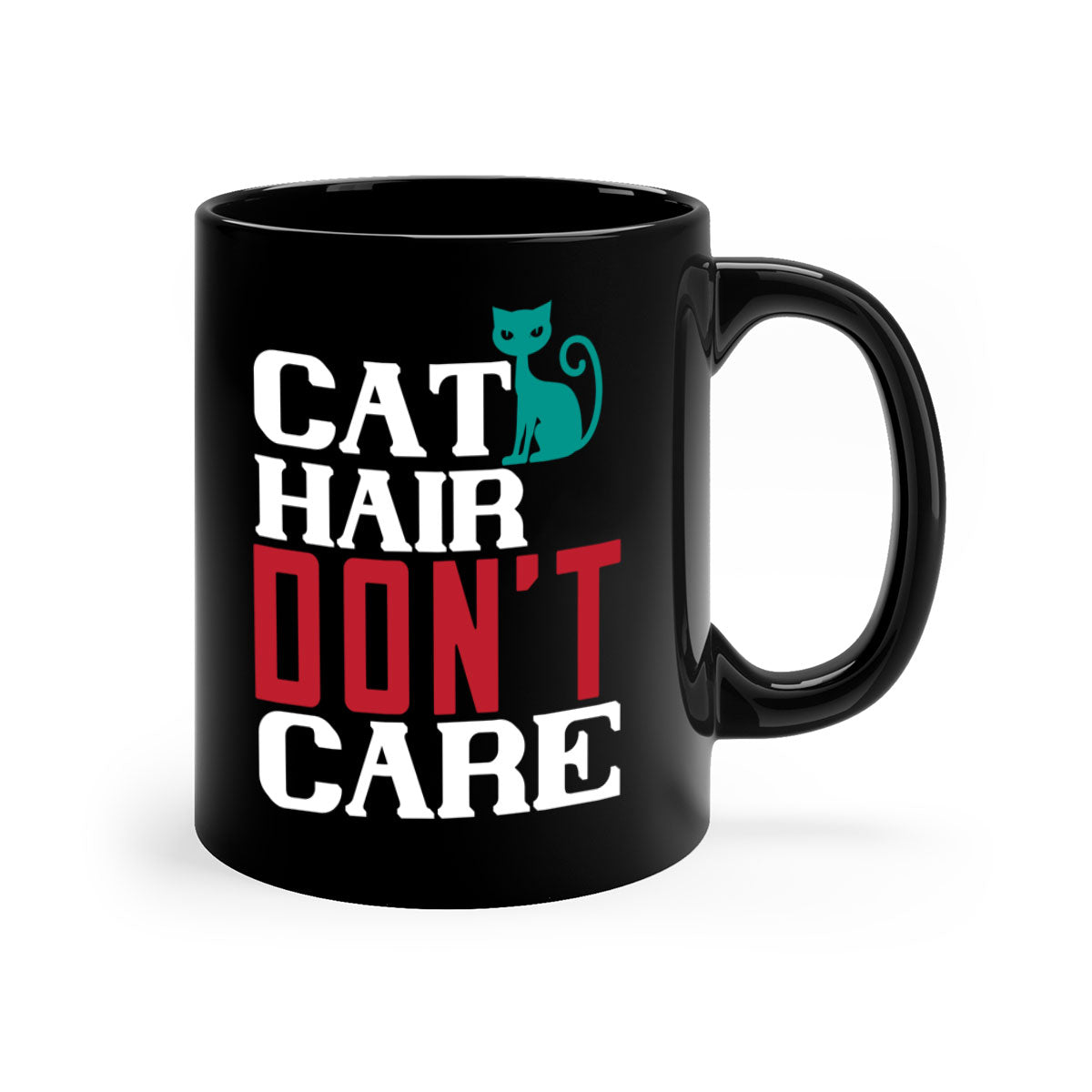 Cat Hair Don't Care Style 29# Mug with colorful handle and glossy finish, perfect for cat lovers.