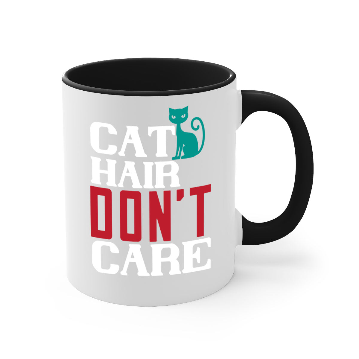 Cat Hair Don't Care Style 29# Mug with colorful handle and glossy finish, perfect for cat lovers.