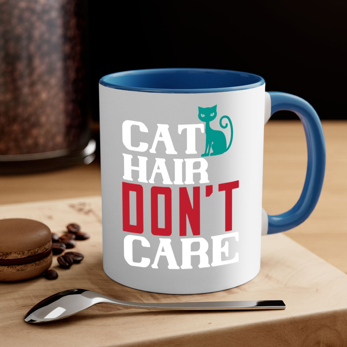Cat Hair Don't Care Style 29# Mug with colorful handle and glossy finish, perfect for cat lovers.