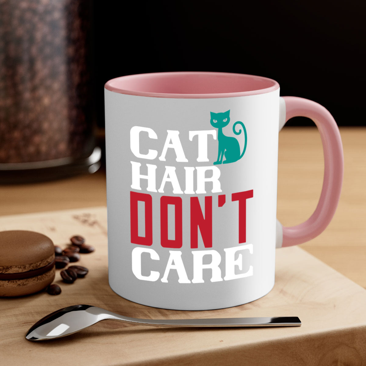 Cat Hair Don't Care Style 29# Mug with colorful handle and glossy finish, perfect for cat lovers.