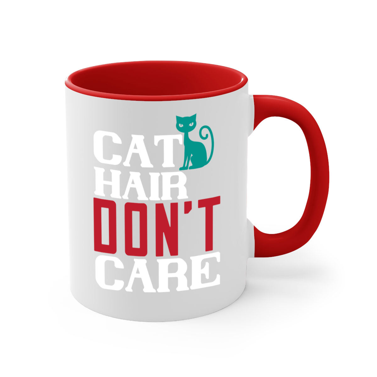 Cat Hair Don't Care Style 29# Mug with colorful handle and glossy finish, perfect for cat lovers.
