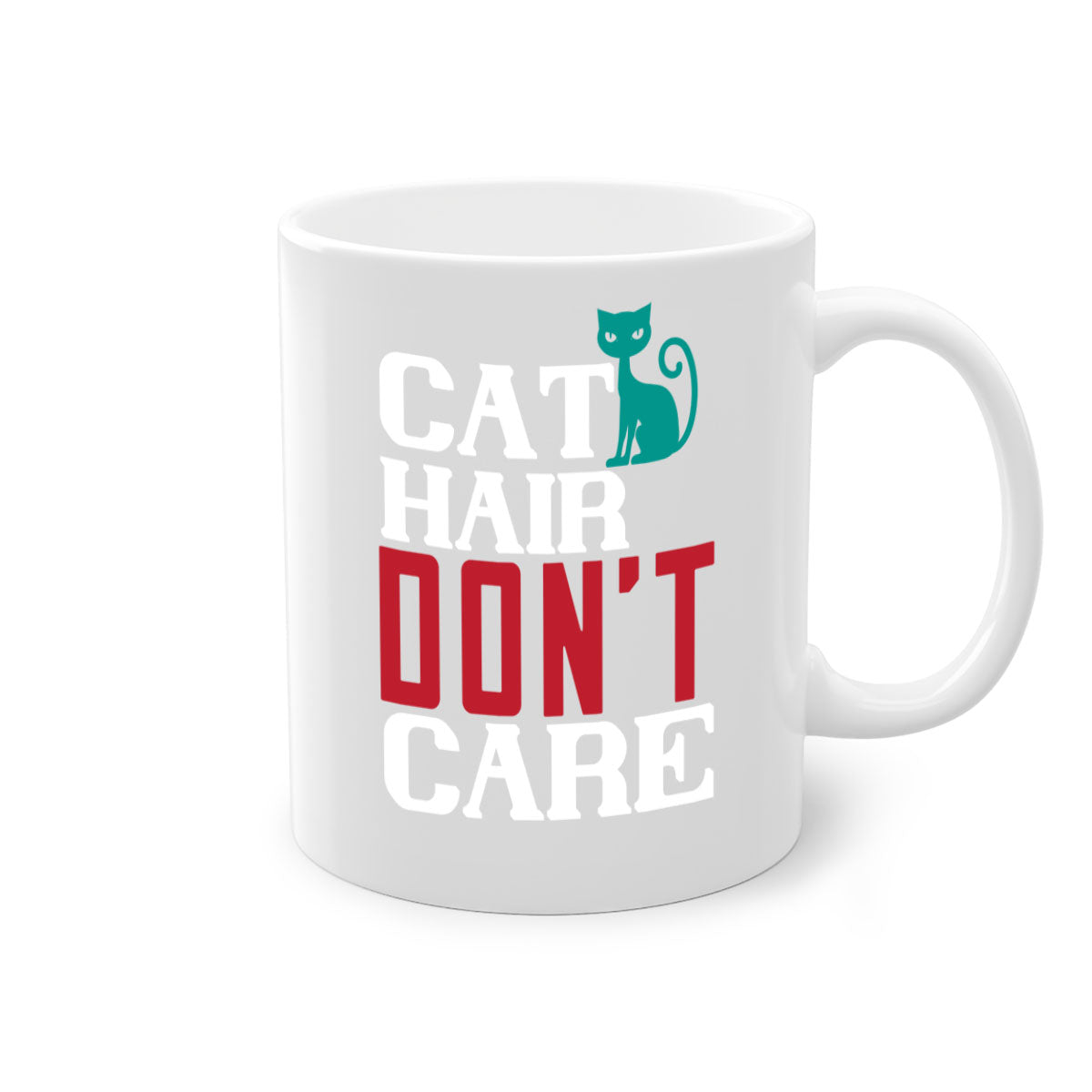 Cat Hair Don't Care Style 29# Mug with colorful handle and glossy finish, perfect for cat lovers.