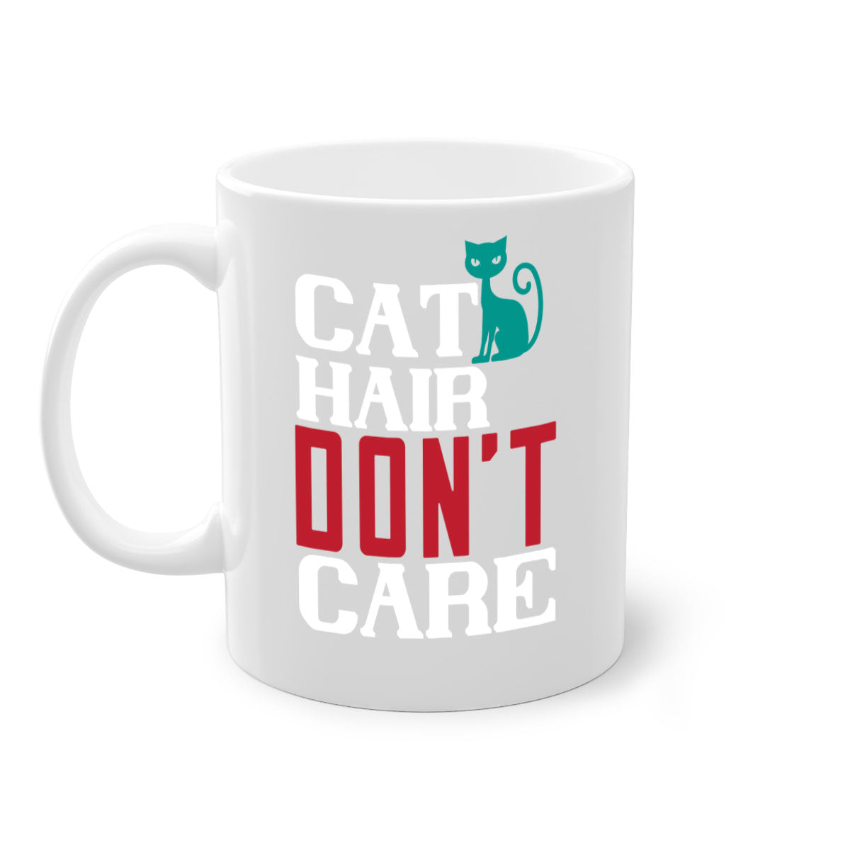 Cat Hair Don't Care Style 29# Mug with colorful handle and glossy finish, perfect for cat lovers.