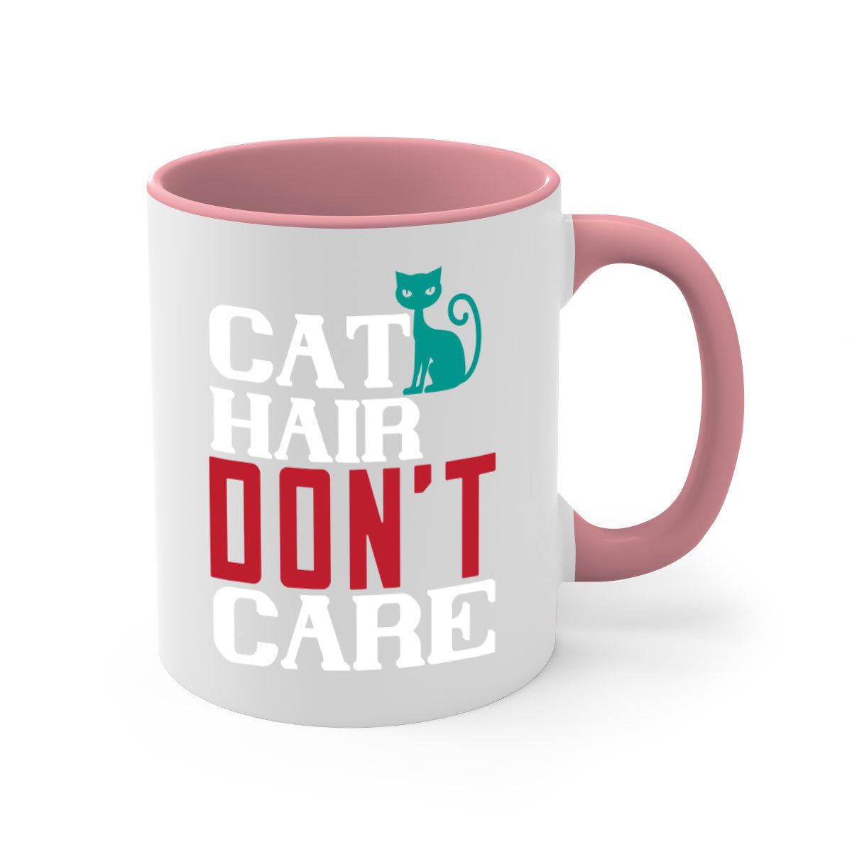 Cat Hair Don't Care Style 29# Mug with colorful handle and glossy finish, perfect for cat lovers.