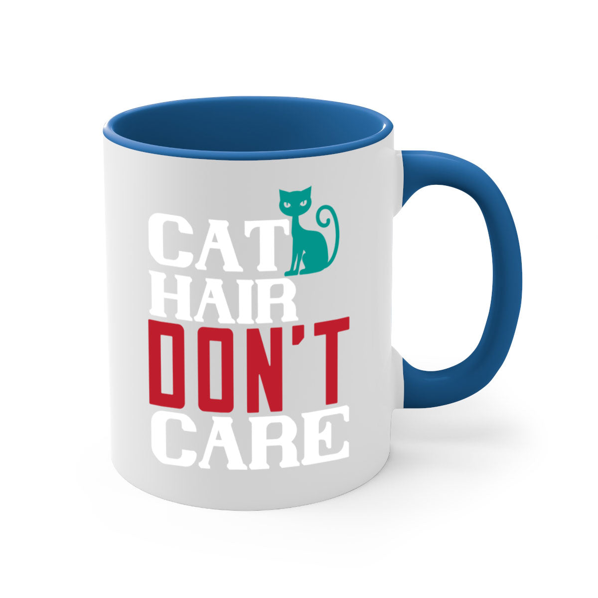 Cat Hair Don't Care Style 29# Mug with colorful handle and glossy finish, perfect for cat lovers.