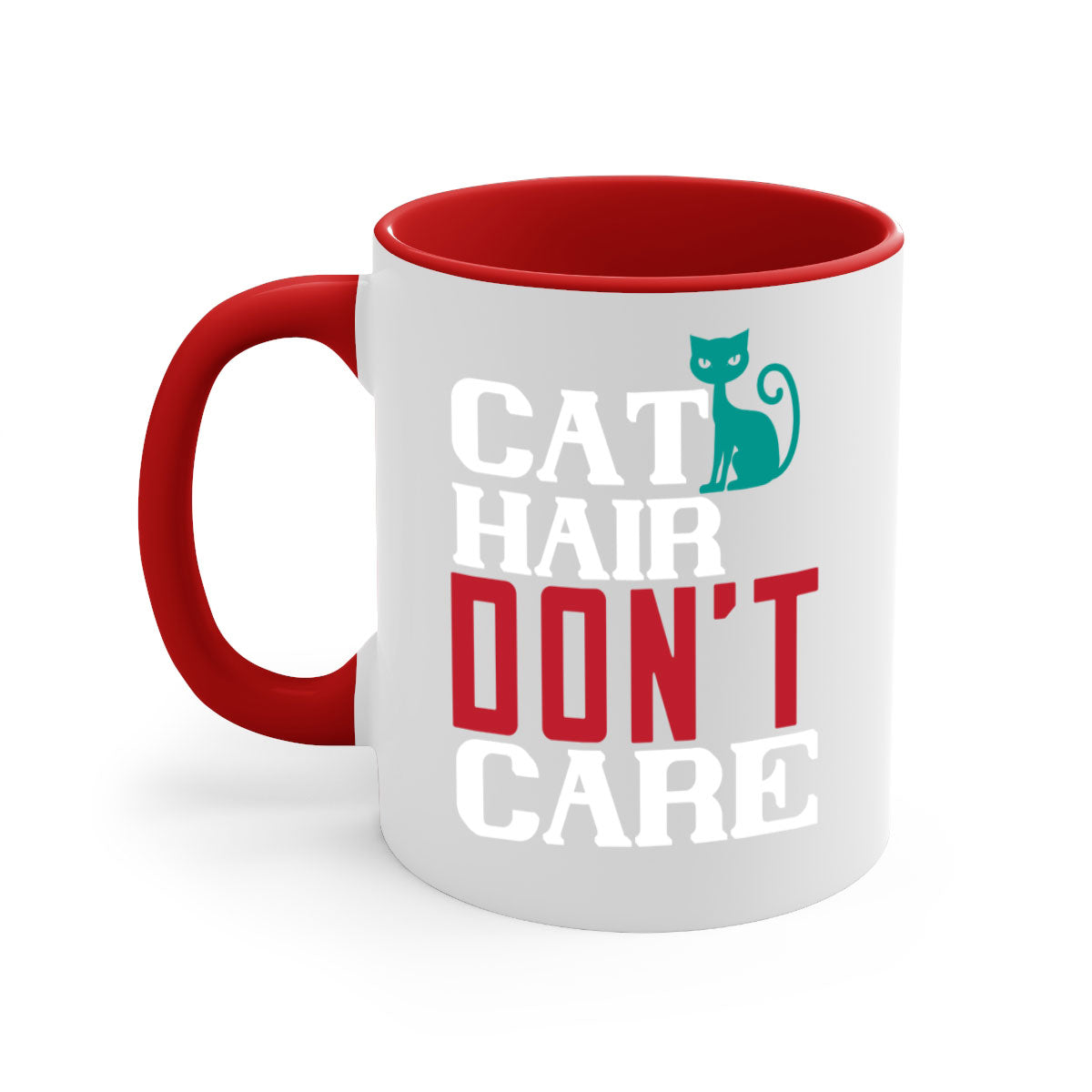 Cat Hair Don't Care Style 29# Mug with colorful handle and glossy finish, perfect for cat lovers.
