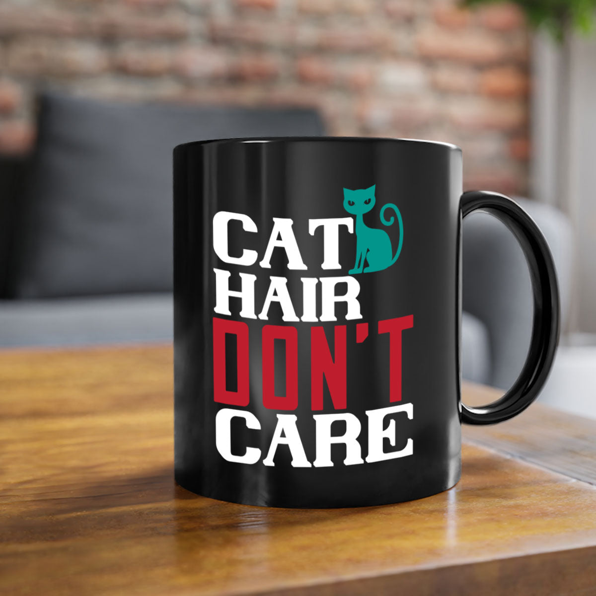 Cat Hair Don't Care Style 29# Mug with colorful handle and glossy finish, perfect for cat lovers.