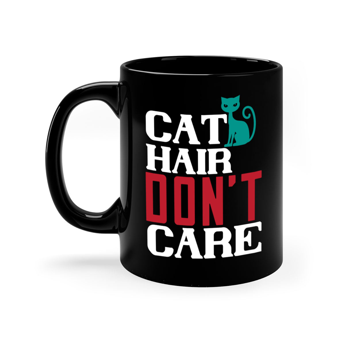 Cat Hair Don't Care Style 29# Mug with colorful handle and glossy finish, perfect for cat lovers.