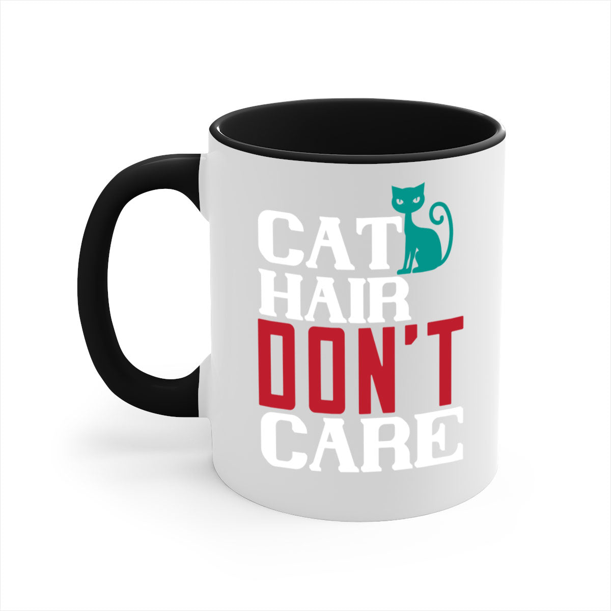 Cat Hair Don't Care Style 29# Mug with colorful handle and glossy finish, perfect for cat lovers.