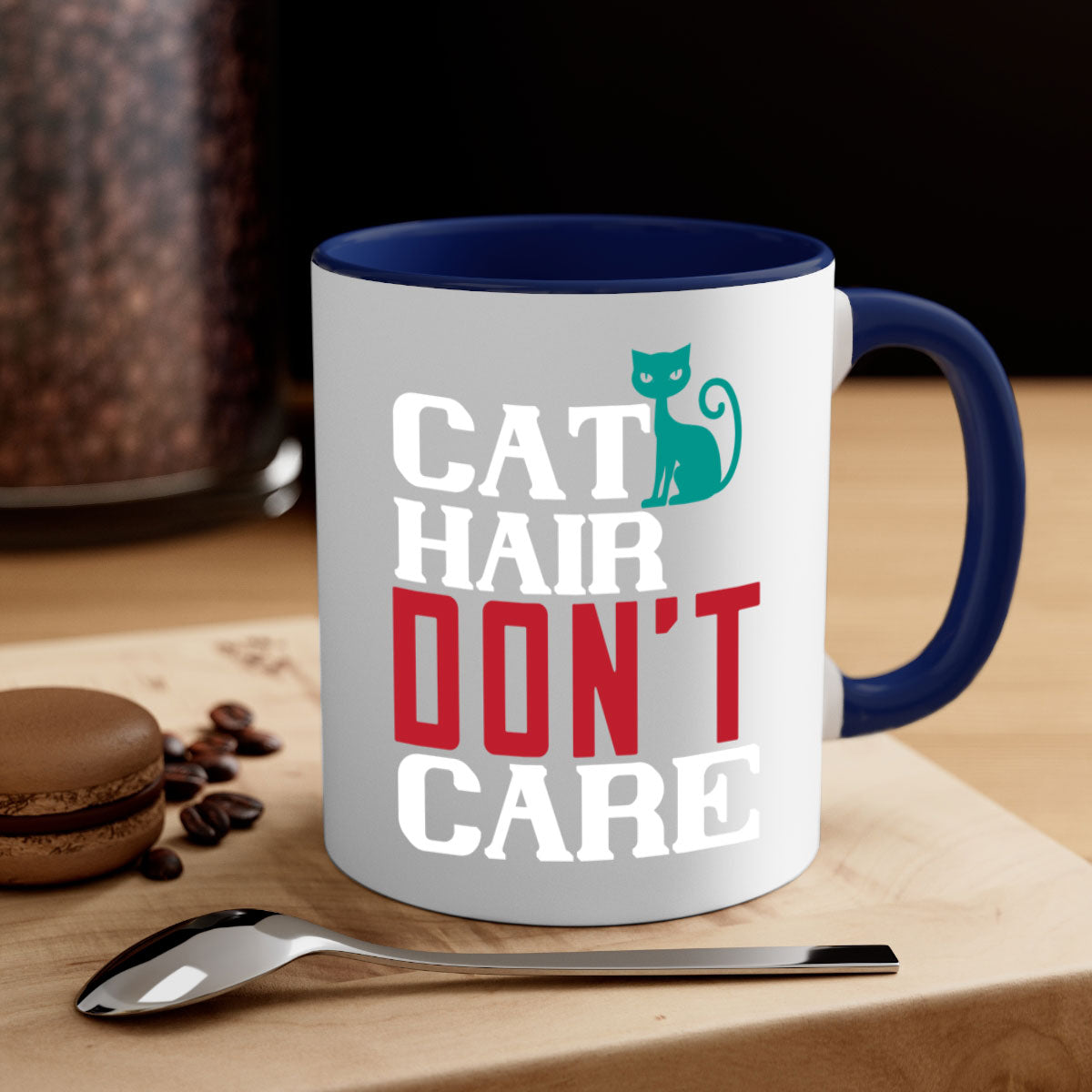 Cat Hair Don't Care Style 29# Mug with colorful handle and glossy finish, perfect for cat lovers.