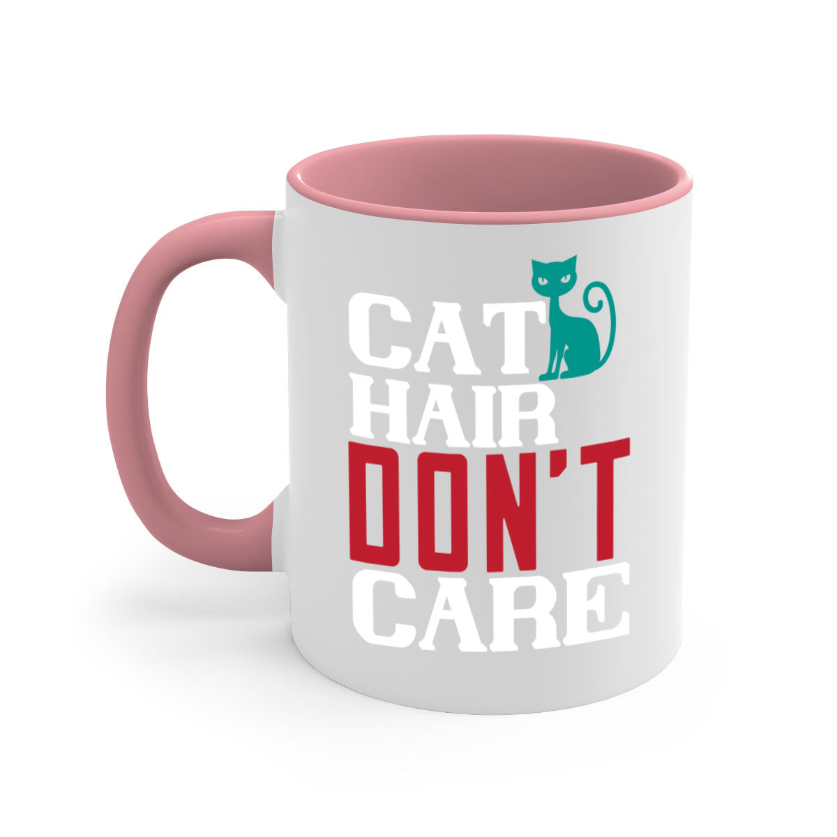 Cat Hair Don't Care Style 29# Mug with colorful handle and glossy finish, perfect for cat lovers.