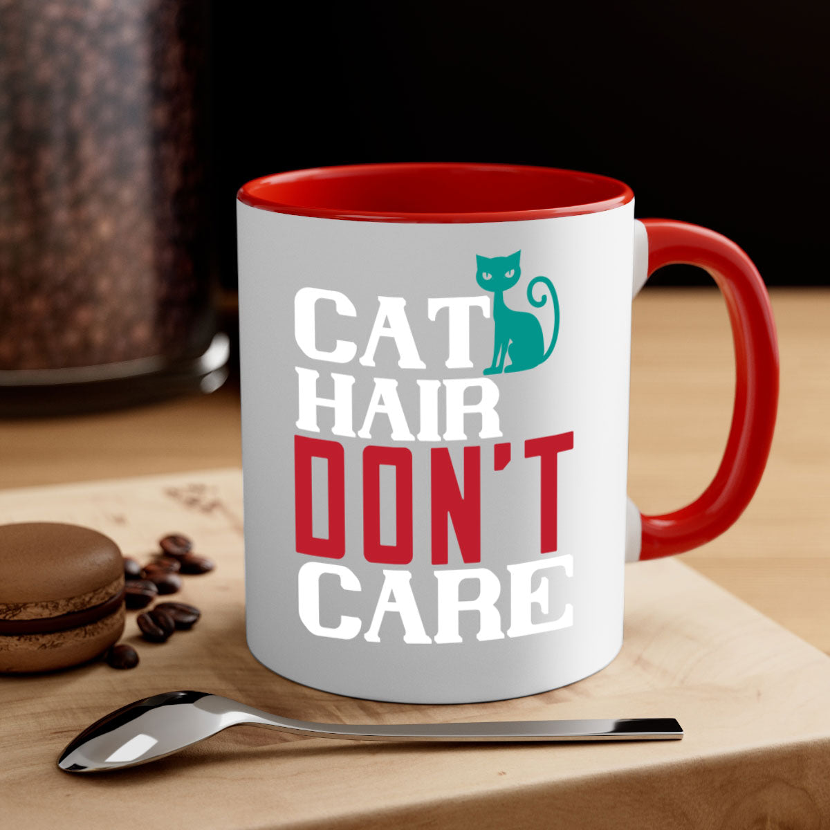 Cat Hair Don't Care Style 29# Mug with colorful handle and glossy finish, perfect for cat lovers.