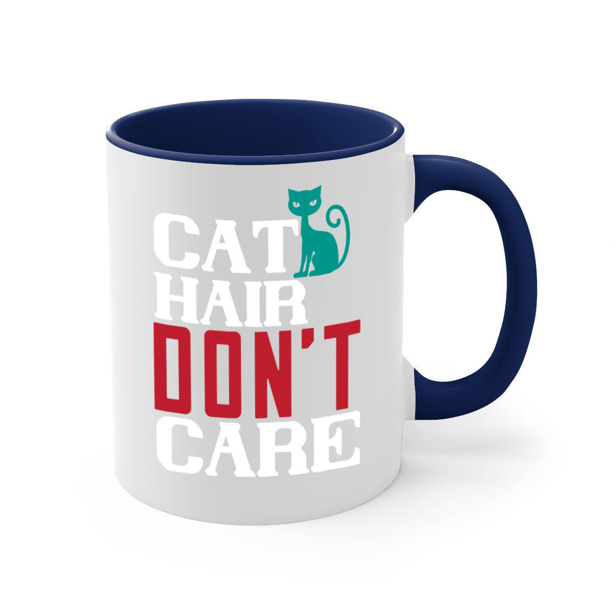 Cat Hair Don't Care Style 29# Mug with colorful handle and glossy finish, perfect for cat lovers.