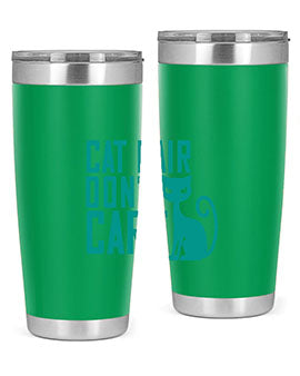 Cat Hair Don't Care tumbler in stainless steel with a fun design, perfect for hot and cold beverages.