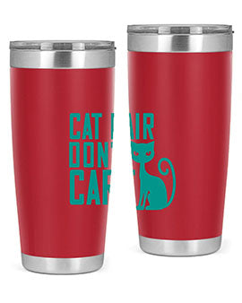 Cat Hair Don't Care tumbler in stainless steel with a fun design, perfect for hot and cold beverages.