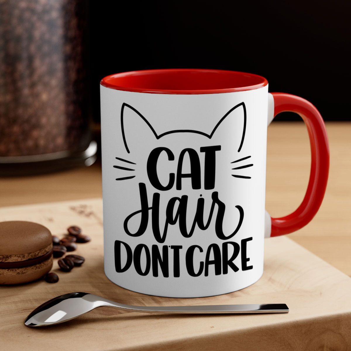 Cat Hair Don't Care Style 82# Mug with colorful handle and glossy finish, perfect for coffee and tea lovers.
