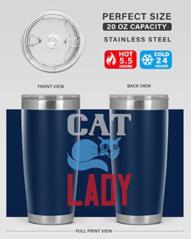 Cat Lady Style 31# Tumbler, a stylish 20oz double wall vacuum stainless steel tumbler with a press-in lid, perfect for cat lovers.