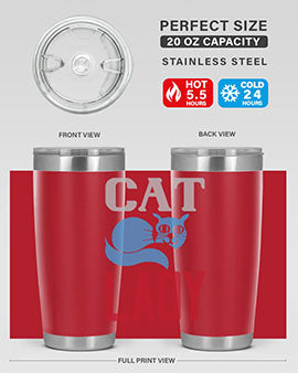 Cat Lady Style 31# Tumbler, a stylish 20oz double wall vacuum stainless steel tumbler with a press-in lid, perfect for cat lovers.