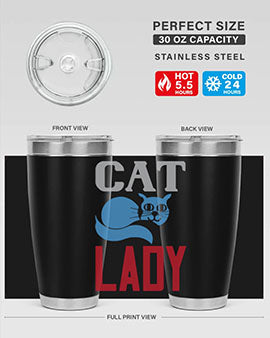 Cat Lady Style 31# Tumbler, a stylish 20oz double wall vacuum stainless steel tumbler with a press-in lid, perfect for cat lovers.