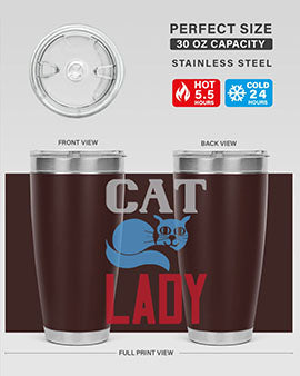 Cat Lady Style 31# Tumbler, a stylish 20oz double wall vacuum stainless steel tumbler with a press-in lid, perfect for cat lovers.