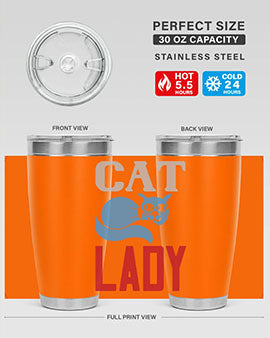 Cat Lady Style 31# Tumbler, a stylish 20oz double wall vacuum stainless steel tumbler with a press-in lid, perfect for cat lovers.