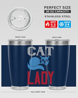 Cat Lady Style 31# Tumbler, a stylish 20oz double wall vacuum stainless steel tumbler with a press-in lid, perfect for cat lovers.