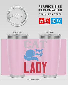 Cat Lady Style 31# Tumbler, a stylish 20oz double wall vacuum stainless steel tumbler with a press-in lid, perfect for cat lovers.