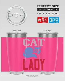 Cat Lady Style 31# Tumbler, a stylish 20oz double wall vacuum stainless steel tumbler with a press-in lid, perfect for cat lovers.