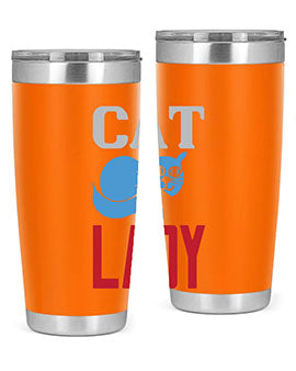 Cat Lady Style 31# Tumbler, a stylish 20oz double wall vacuum stainless steel tumbler with a press-in lid, perfect for cat lovers.