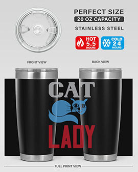 Cat Lady Style 31# Tumbler, a stylish 20oz double wall vacuum stainless steel tumbler with a press-in lid, perfect for cat lovers.