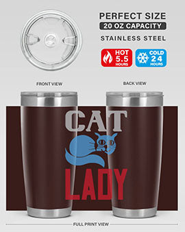 Cat Lady Style 31# Tumbler, a stylish 20oz double wall vacuum stainless steel tumbler with a press-in lid, perfect for cat lovers.