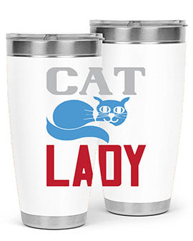 Cat Lady Style 31# Tumbler, a stylish 20oz double wall vacuum stainless steel tumbler with a press-in lid, perfect for cat lovers.