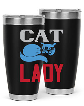 Cat Lady Style 31# Tumbler, a stylish 20oz double wall vacuum stainless steel tumbler with a press-in lid, perfect for cat lovers.