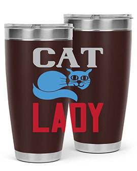Cat Lady Style 31# Tumbler, a stylish 20oz double wall vacuum stainless steel tumbler with a press-in lid, perfect for cat lovers.