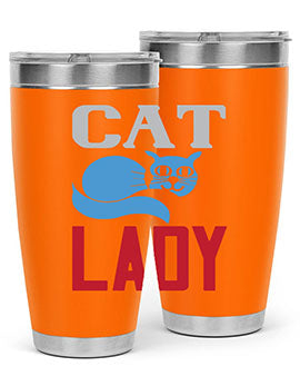 Cat Lady Style 31# Tumbler, a stylish 20oz double wall vacuum stainless steel tumbler with a press-in lid, perfect for cat lovers.