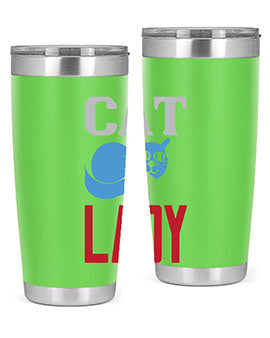Cat Lady Style 31# Tumbler, a stylish 20oz double wall vacuum stainless steel tumbler with a press-in lid, perfect for cat lovers.