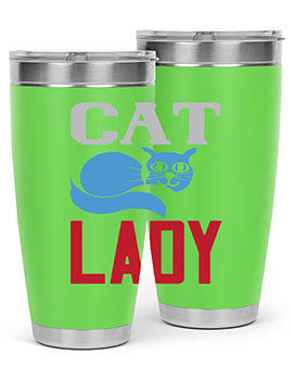 Cat Lady Style 31# Tumbler, a stylish 20oz double wall vacuum stainless steel tumbler with a press-in lid, perfect for cat lovers.