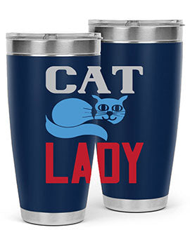 Cat Lady Style 31# Tumbler, a stylish 20oz double wall vacuum stainless steel tumbler with a press-in lid, perfect for cat lovers.