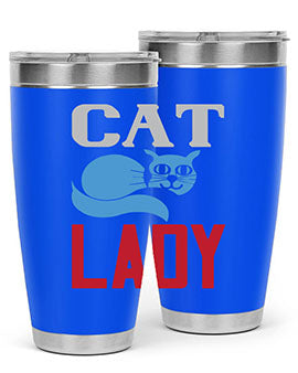 Cat Lady Style 31# Tumbler, a stylish 20oz double wall vacuum stainless steel tumbler with a press-in lid, perfect for cat lovers.